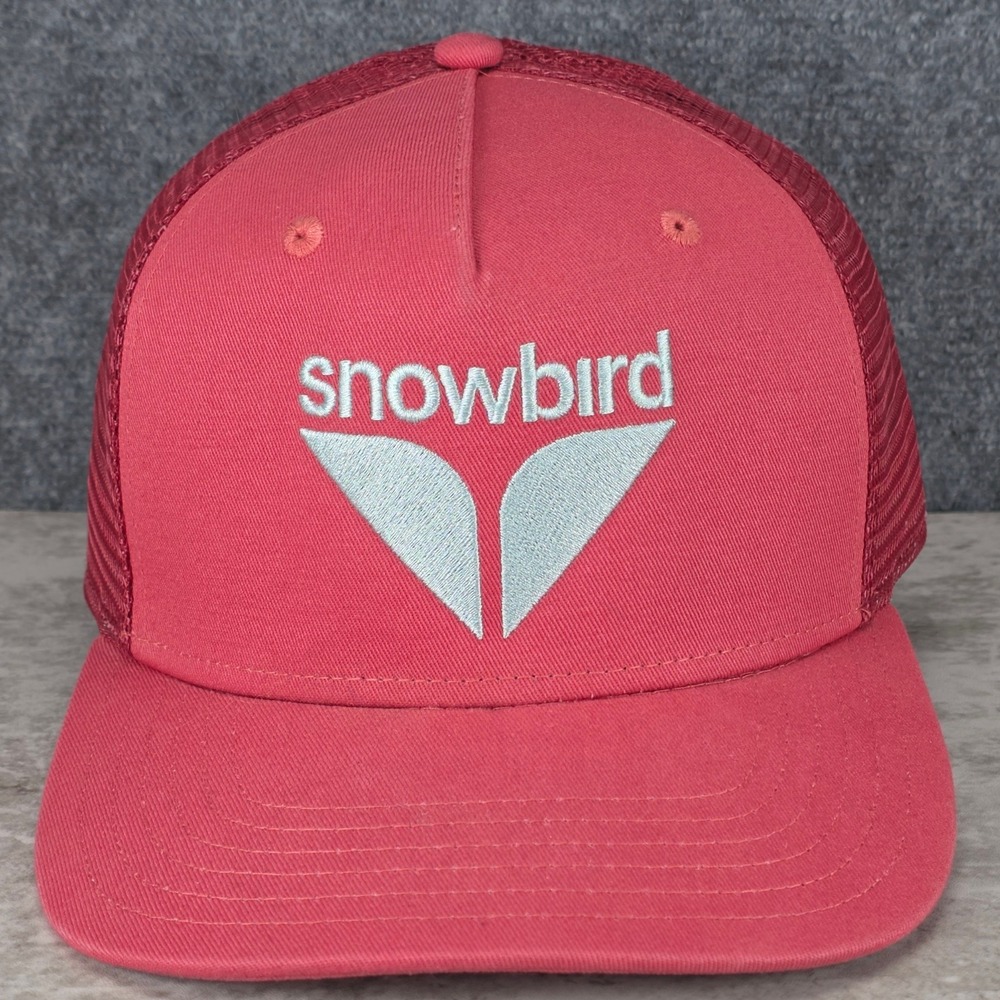 Snowbird Hat Cap Snap Back One Size Pink Ski Resort Sportiqe Trucker Mens